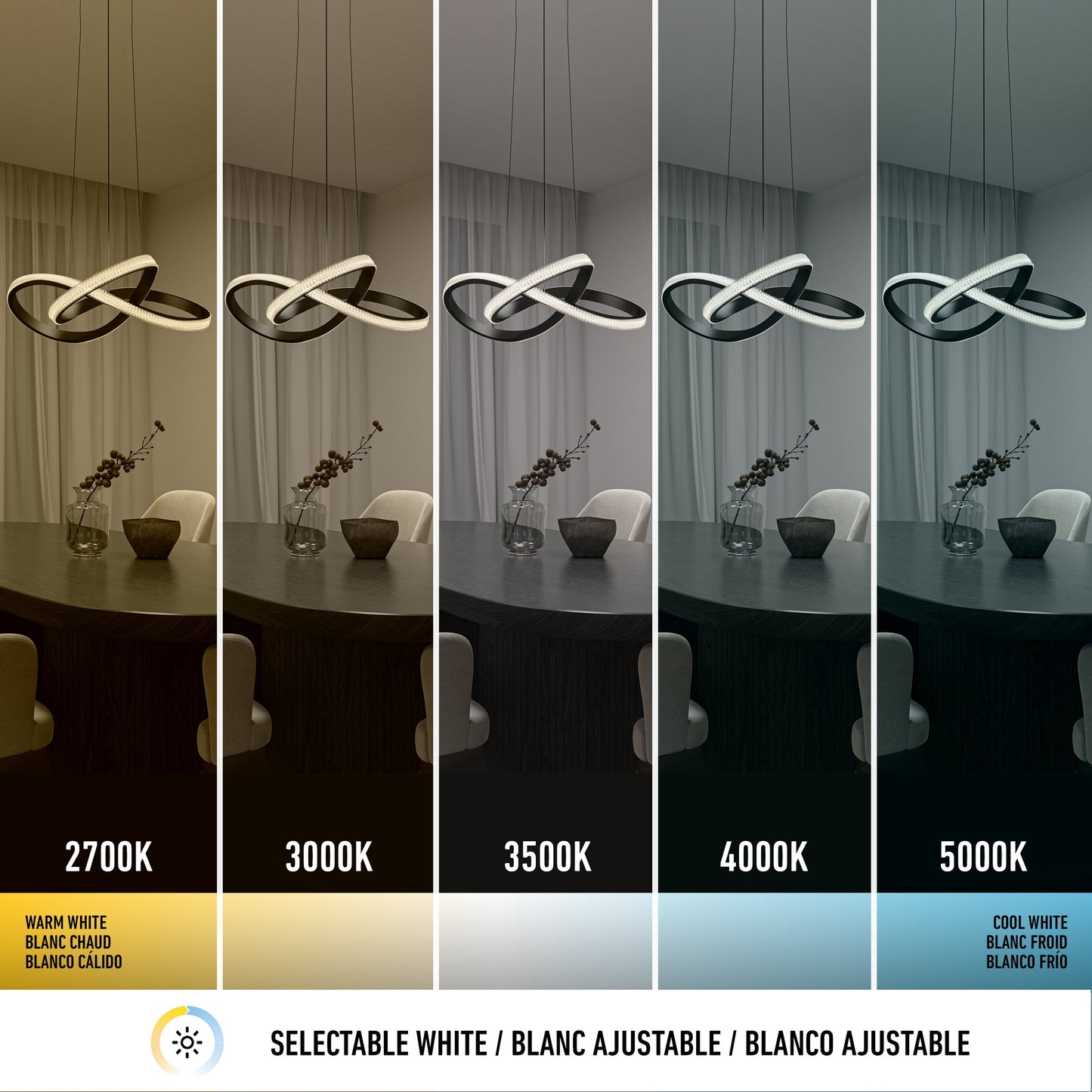 Morgan LED contemporary pendant light 5 CCT