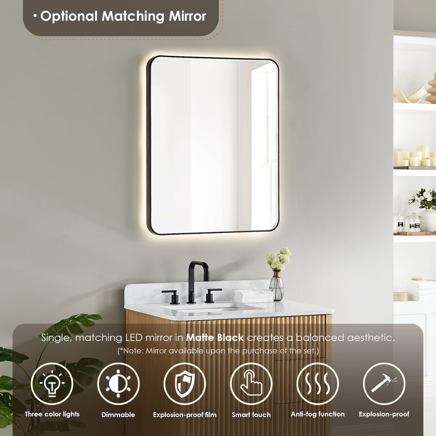 Clayton 36" Single Bathroom Vanity in Washed Light Brown with Grain White Engineered Stone Countertop