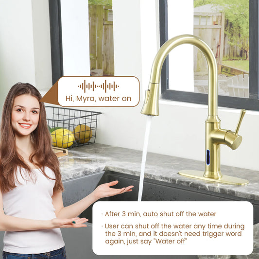 Smart Voice-Controlled Kitchen Faucet with Pull Down Sprayer and Touchless Technology