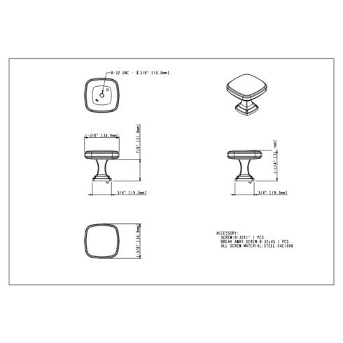 1-3/8" Overall Length Fontana Cabinet Knob