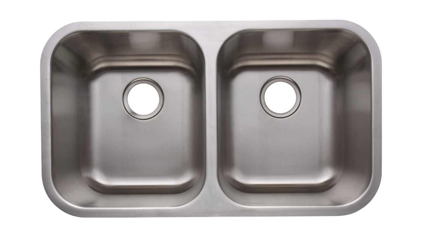 AS101 31″ x 18″ x 10″/10″ 18G Double Bowl Undermount Deluxe Stainless Steel Kitchen Sink
