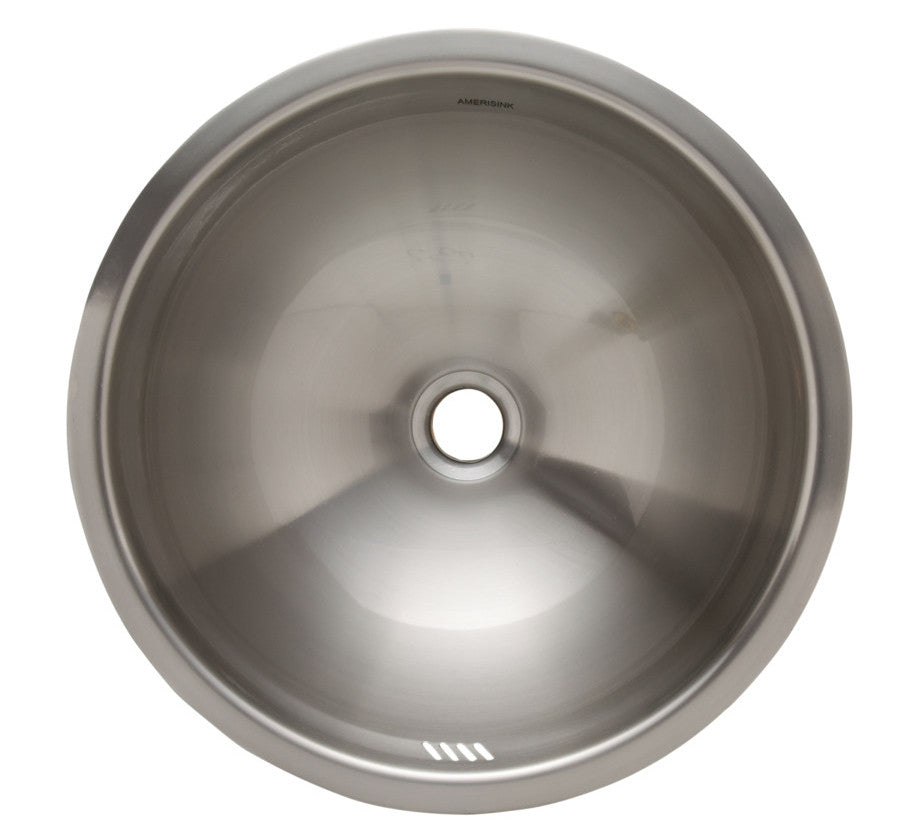 AS209 16.25″ Diameter x 7″ 20G Single Bowl Vessel Deluxe Stainless Steel Bathroom Sink