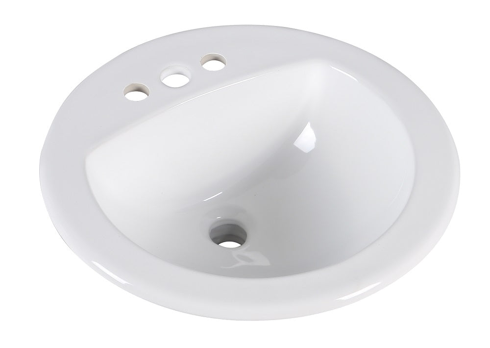 AS215 19″ x 19″ x 8″ Topmount Round Lavatory Porcelain Sink