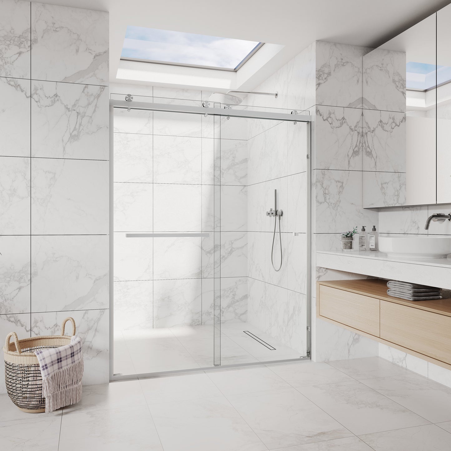 CS Series Semi Frameless Bypass Sliding Shower Doors