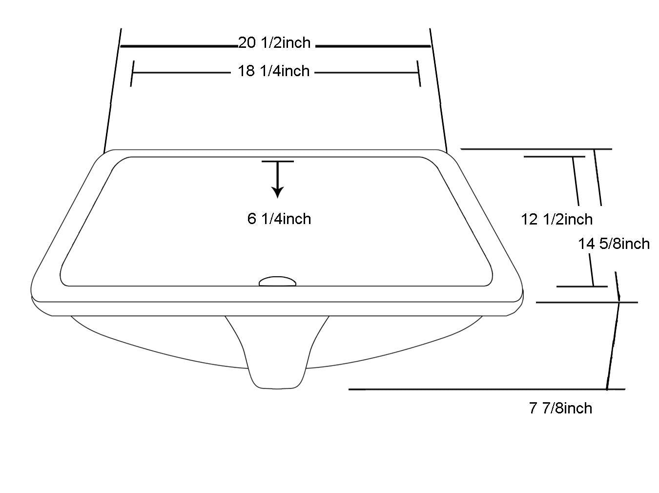 Under Counter Rectangle Ceramic Basin with Overflow