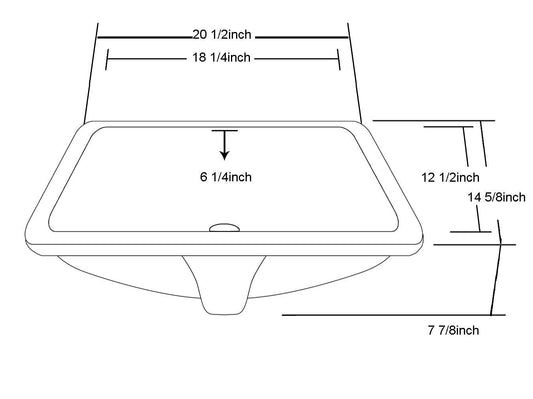 Under Counter Rectangle Ceramic Basin with Overflow