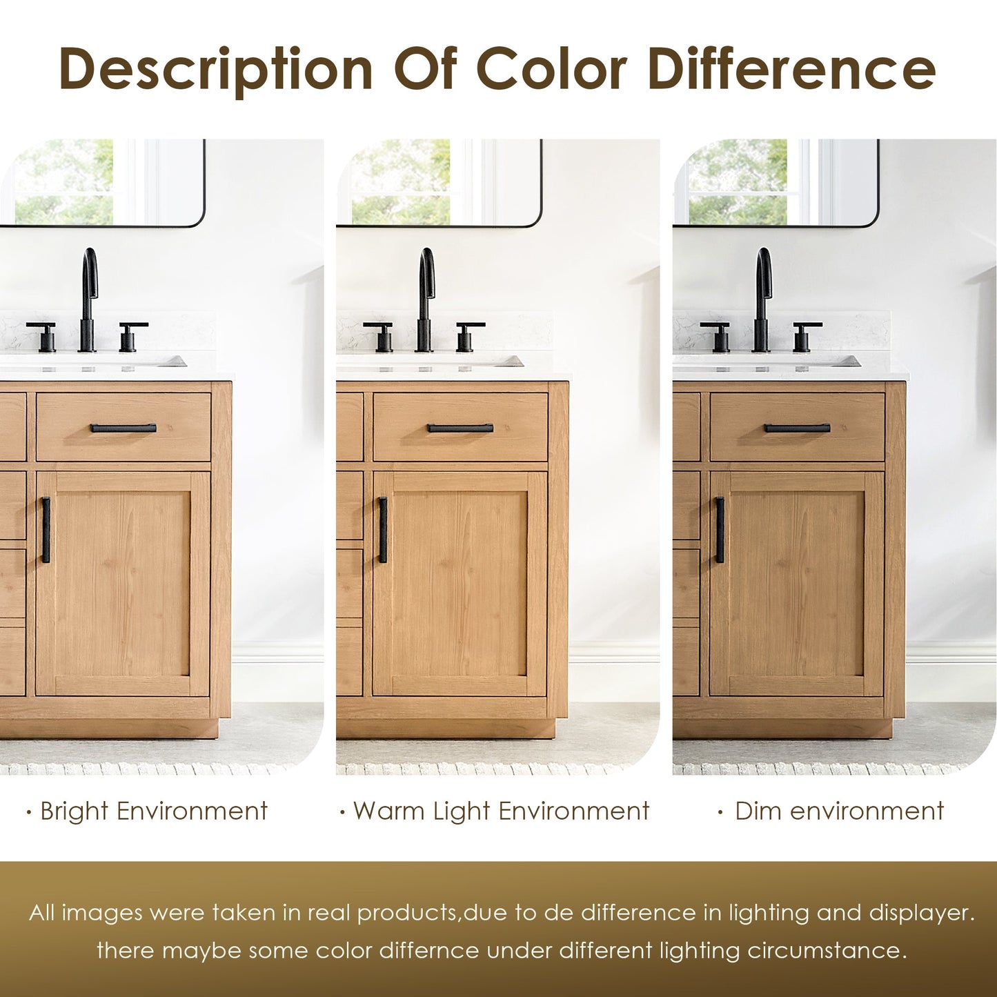 Gavino 30" Single Bathroom Vanity in Light Brown with Grain White Engineered Stone Countertop