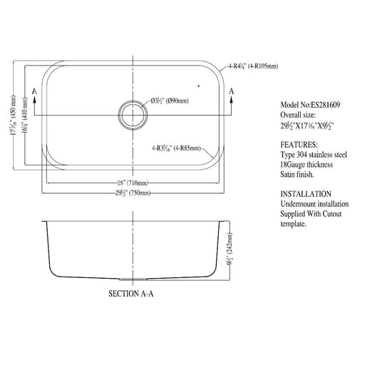 Undermount Single Bowl Sink