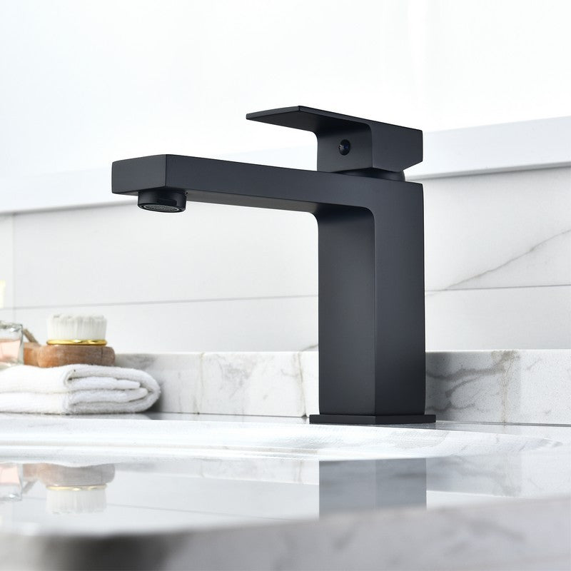 Aalst 6 3/8 Inch Single Hole Bathroom Faucet - Matte Black