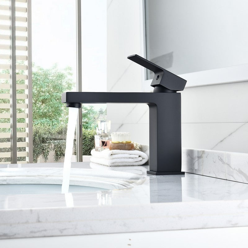Aalst 6 3/8 Inch Single Hole Bathroom Faucet - Matte Black