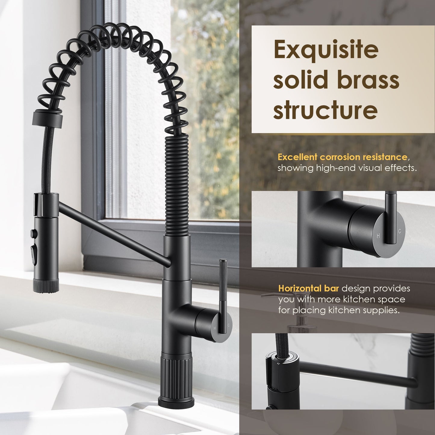 Nette Single-Handle Kitchen Faucet with Pull Down Sprayer