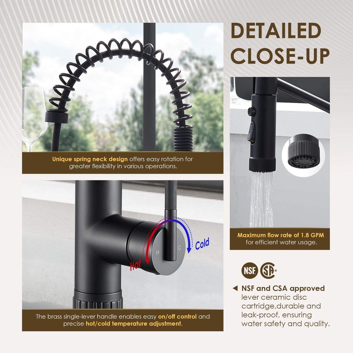 Nette Single-Handle Kitchen Faucet with Pull Down Sprayer