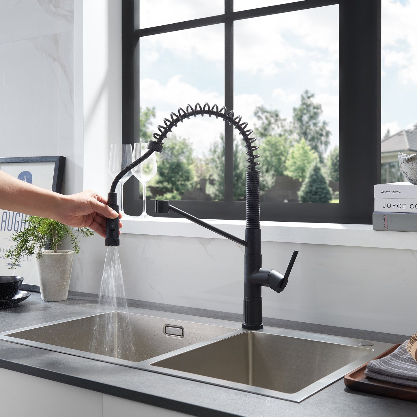 Nette Single-Handle Kitchen Faucet with Pull Down Sprayer