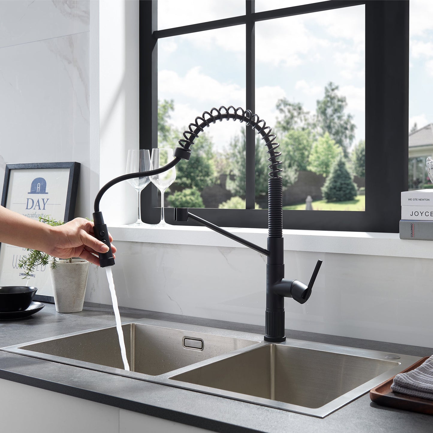 Nette Single-Handle Kitchen Faucet with Pull Down Sprayer