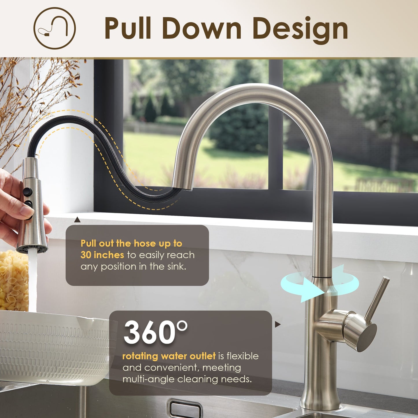 Oribe Single-Handle Kitchen Faucet with Pull Down Sprayer
