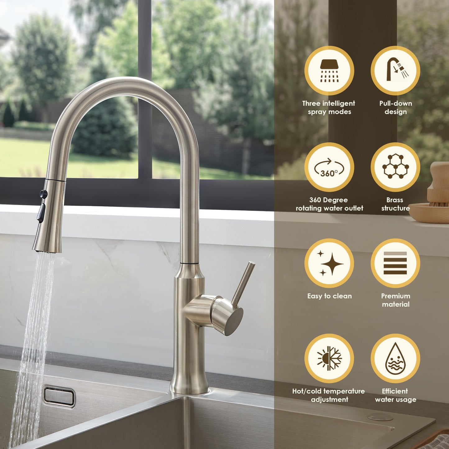 Oribe Single-Handle Kitchen Faucet with Pull Down Sprayer