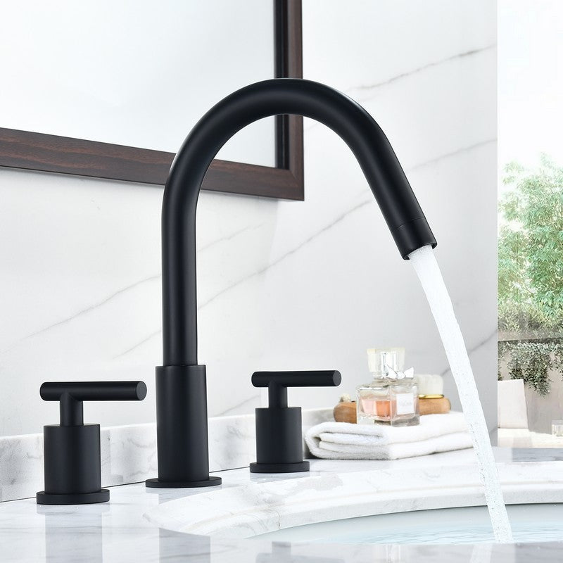 Balen 10 3/8 Inch Widespread Two Handle High-Arc Bathroom Faucet, Brushed Gold