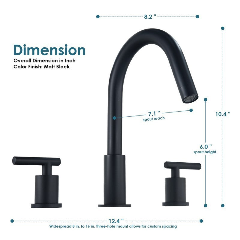 Balen 10 3/8 Inch Widespread Two Handle High-Arc Bathroom Faucet, Brushed Gold