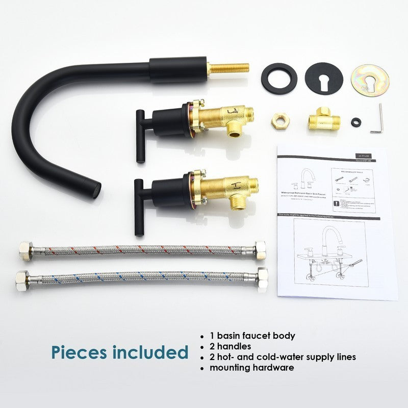 Balen 10 3/8 Inch Widespread Two Handle High-Arc Bathroom Faucet, Brushed Gold