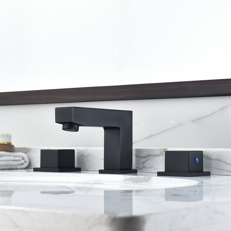 Linter 3 7/8 Inch Widespread Two Handle Bathroom Faucet - Matte Black