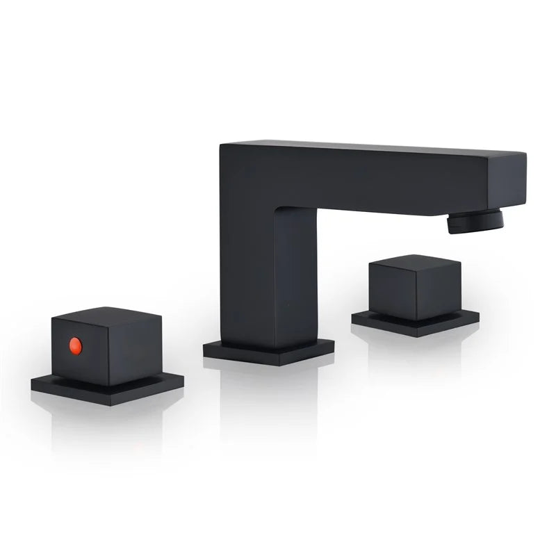 Linter 3 7/8 Inch Widespread Two Handle Bathroom Faucet - Matte Black