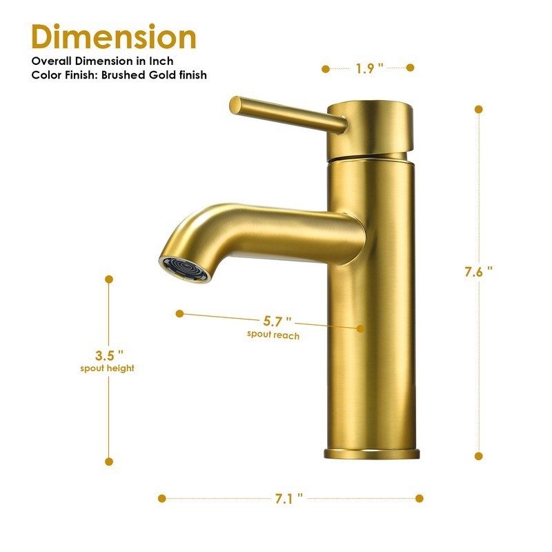Tubize 7 5/8 Inch Single Handle Bathroom Faucet, Matte Black