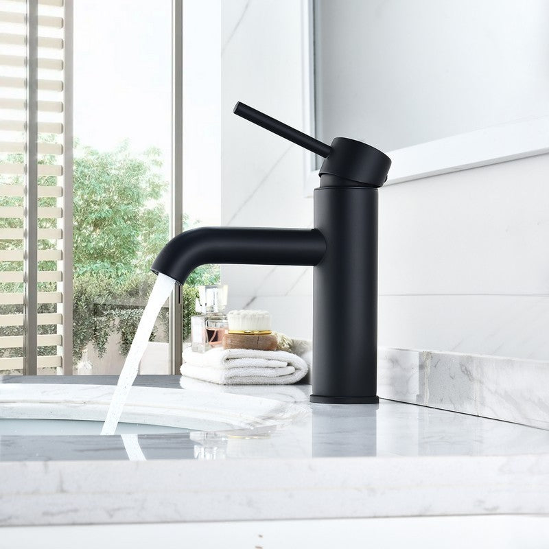 Tubize 7 5/8 Inch Single Handle Bathroom Faucet, Matte Black