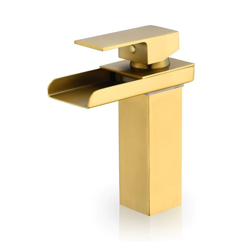 Sassor 7 Inch Single Hole Waterfall Bathroom Faucet - Brushed Gold