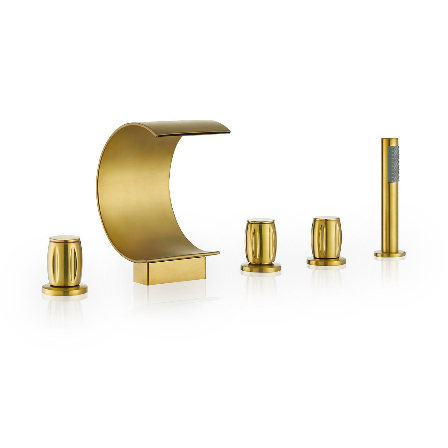 Recea Triple Handle Deck-Mount Roman Tub Faucet with Diverter and Handshower