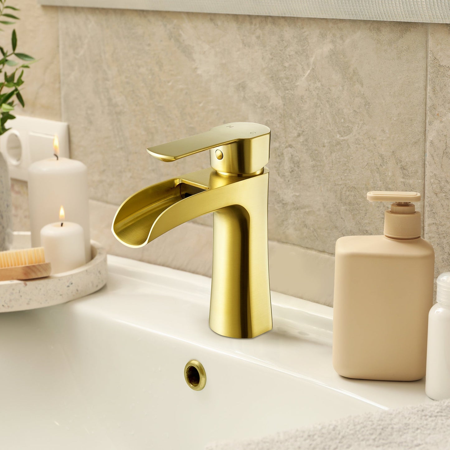 Tatcha Single Hole Single-Handle Waterfall Bathroom Faucet
