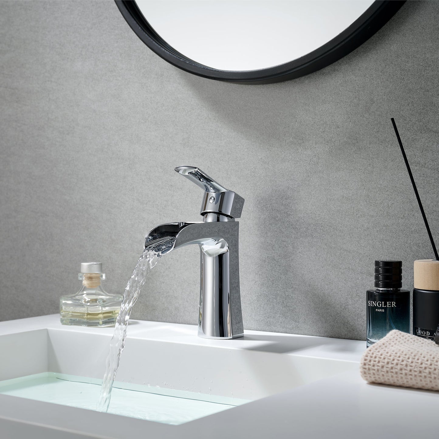 Tatcha Single Hole Single-Handle Waterfall Bathroom Faucet
