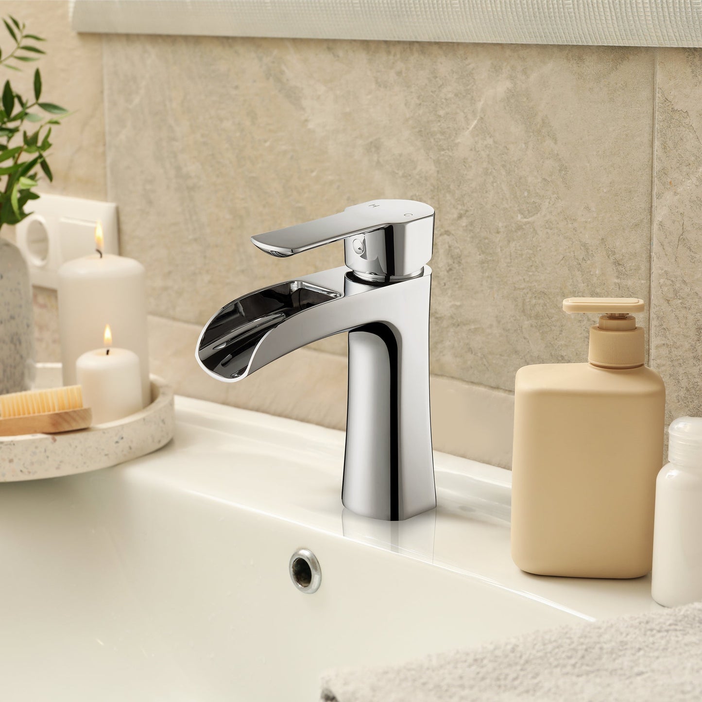 Tatcha Single Hole Single-Handle Waterfall Bathroom Faucet