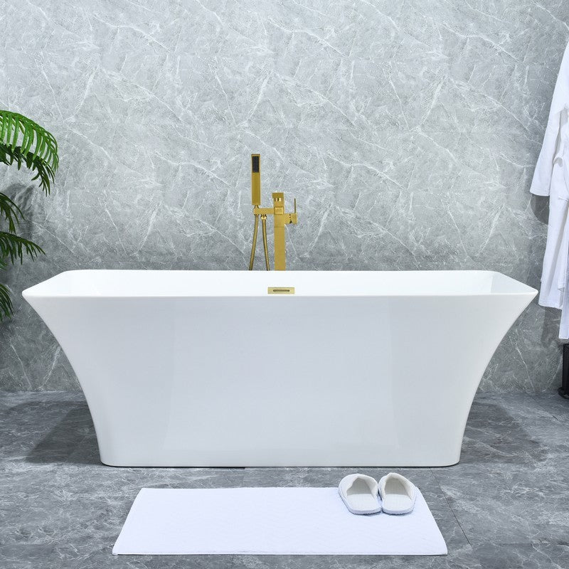 Campia 41 1/8 Inch Single Lever Handle Freestanding Floor Mounted Tub Filler with Handshower, Brushed Gold