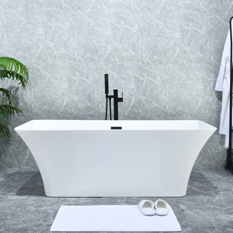 Campia 41 1/8 Inch Single Lever Handle Freestanding Floor Mounted Tub Filler with Handshower, Matte Black