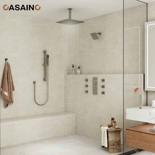 Luxury Thermostatic Valve Shower System; 6 inch shower head