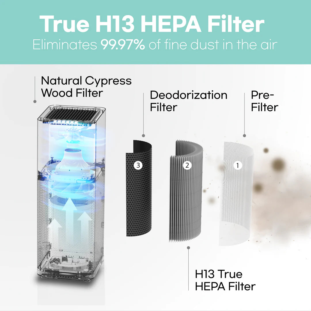 Air Purifier With Cypress Wood (White)