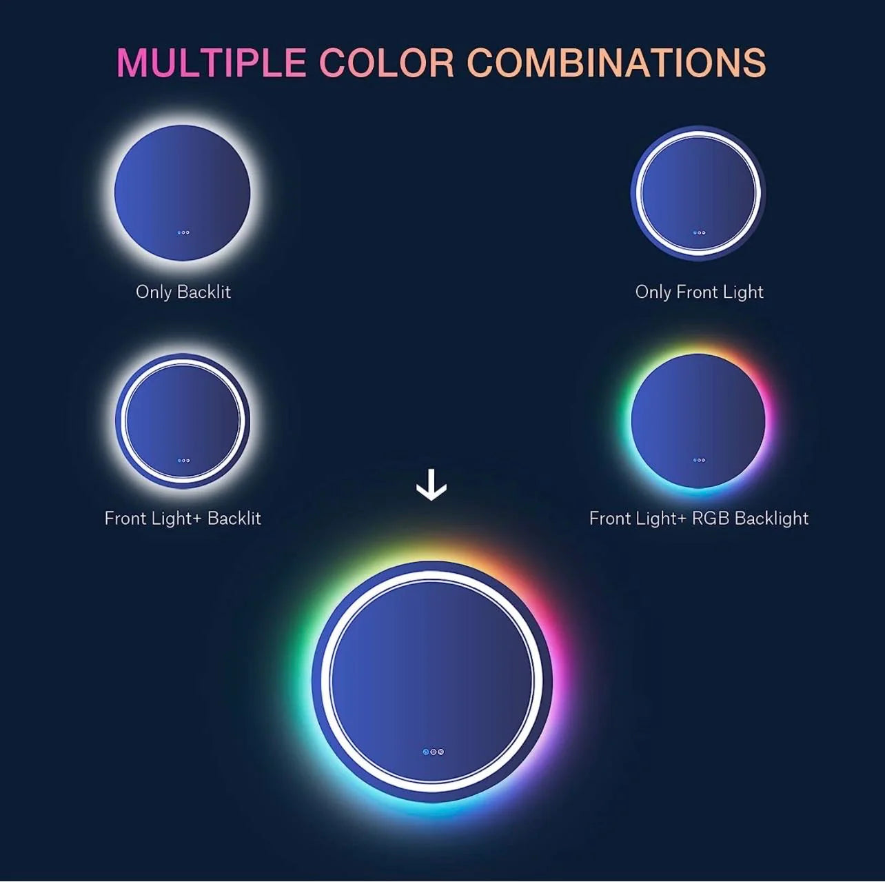 W24 x H32" Round Black Wall Mirror for Bathroom for over sink,Silver X-L050AC6080RGB