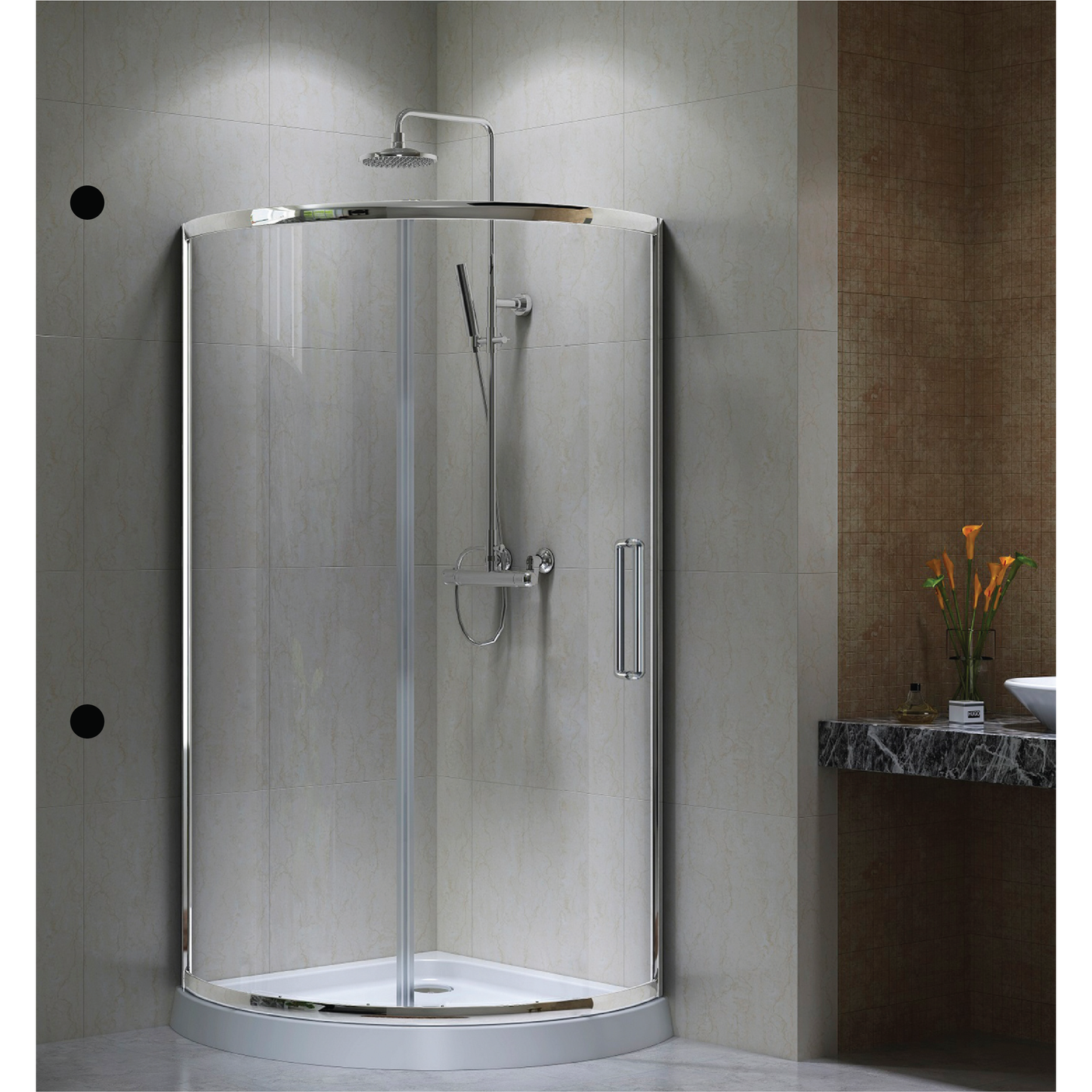 Semi-frameless Round Corner Sliding Shower Enclosures