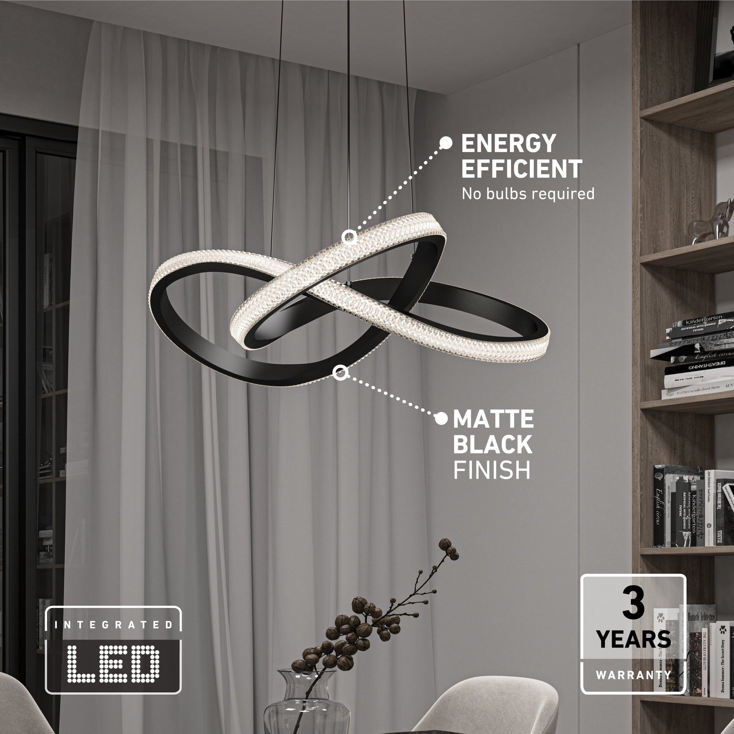 Morgan LED contemporary pendant light 5 CCT
