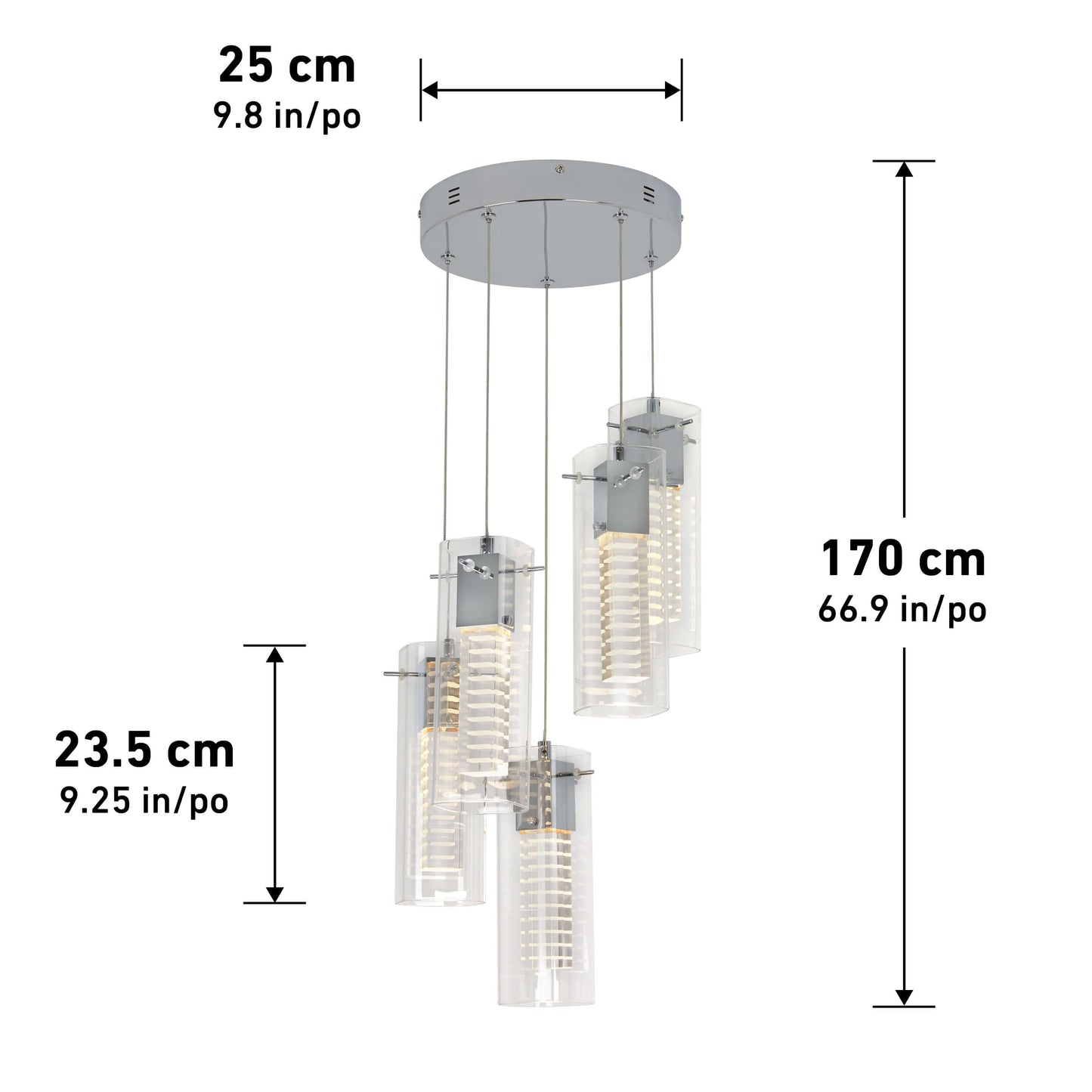Hologram 5-light LED pendant