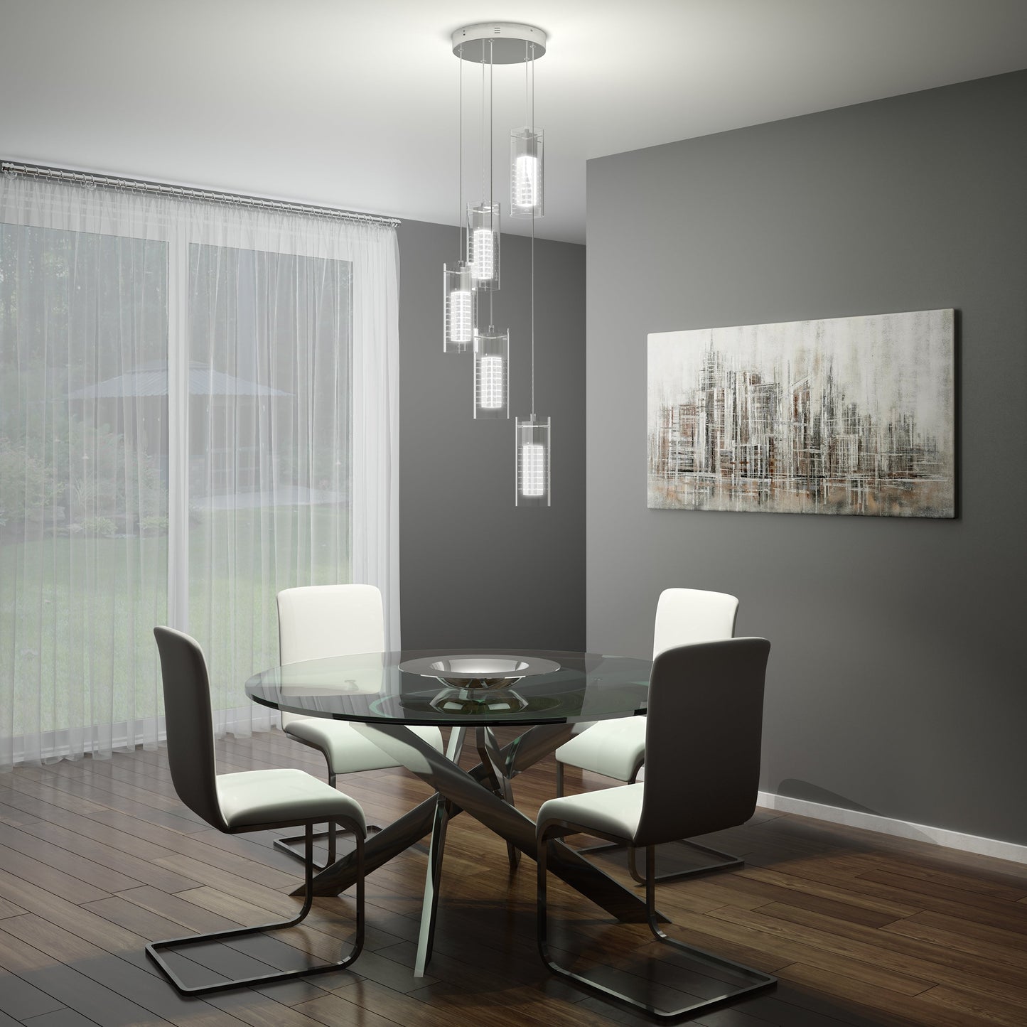 Hologram 5-light LED pendant