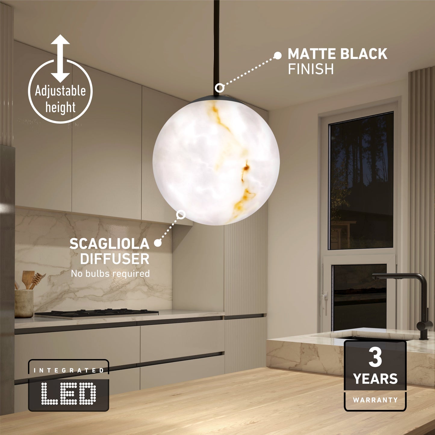 Selena LED contemporary pendant light 3 CCT