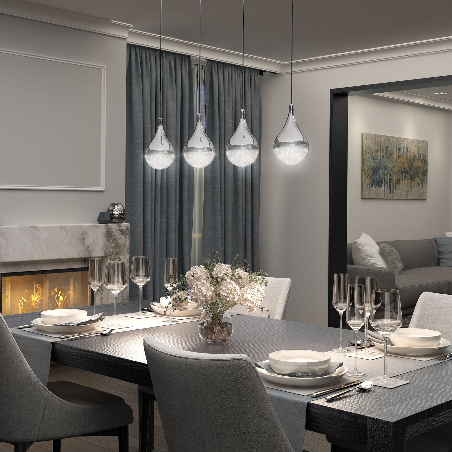 Glitzer 4-light LED pendant