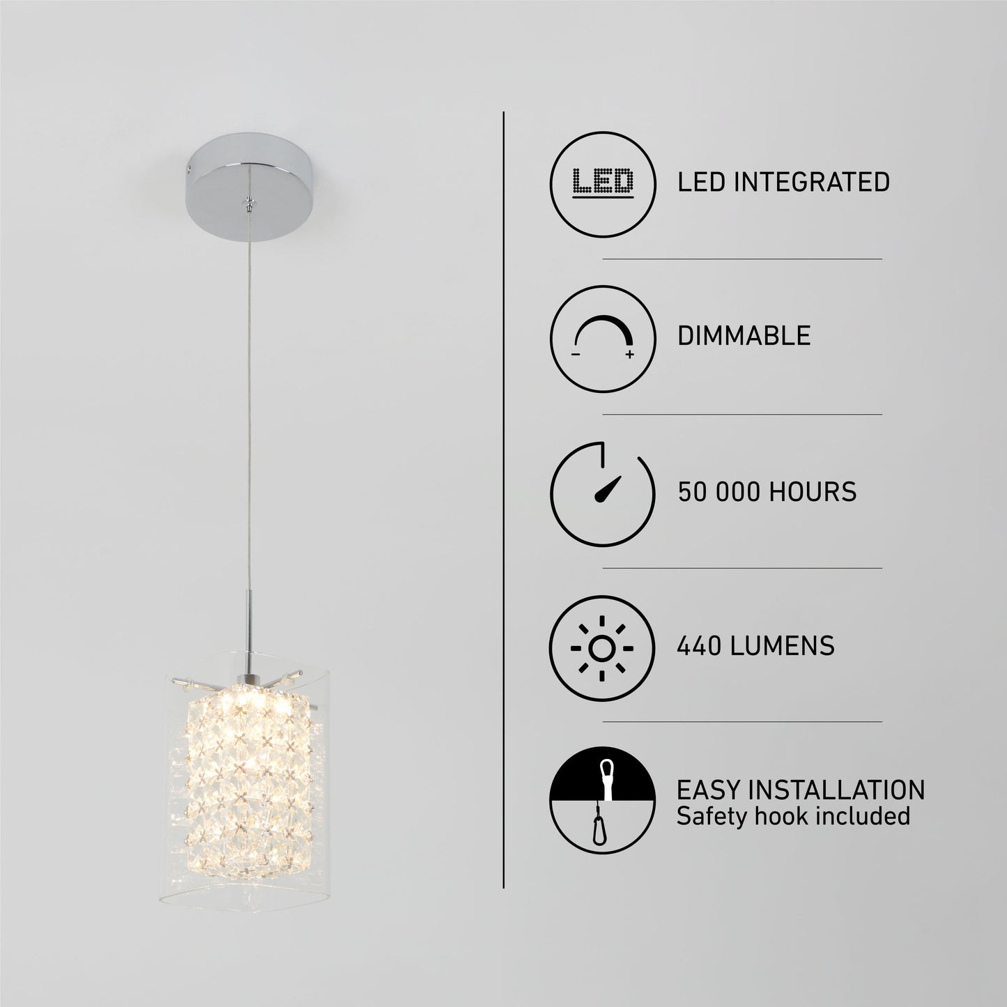 Crystal Cube 1-light LED pendant light