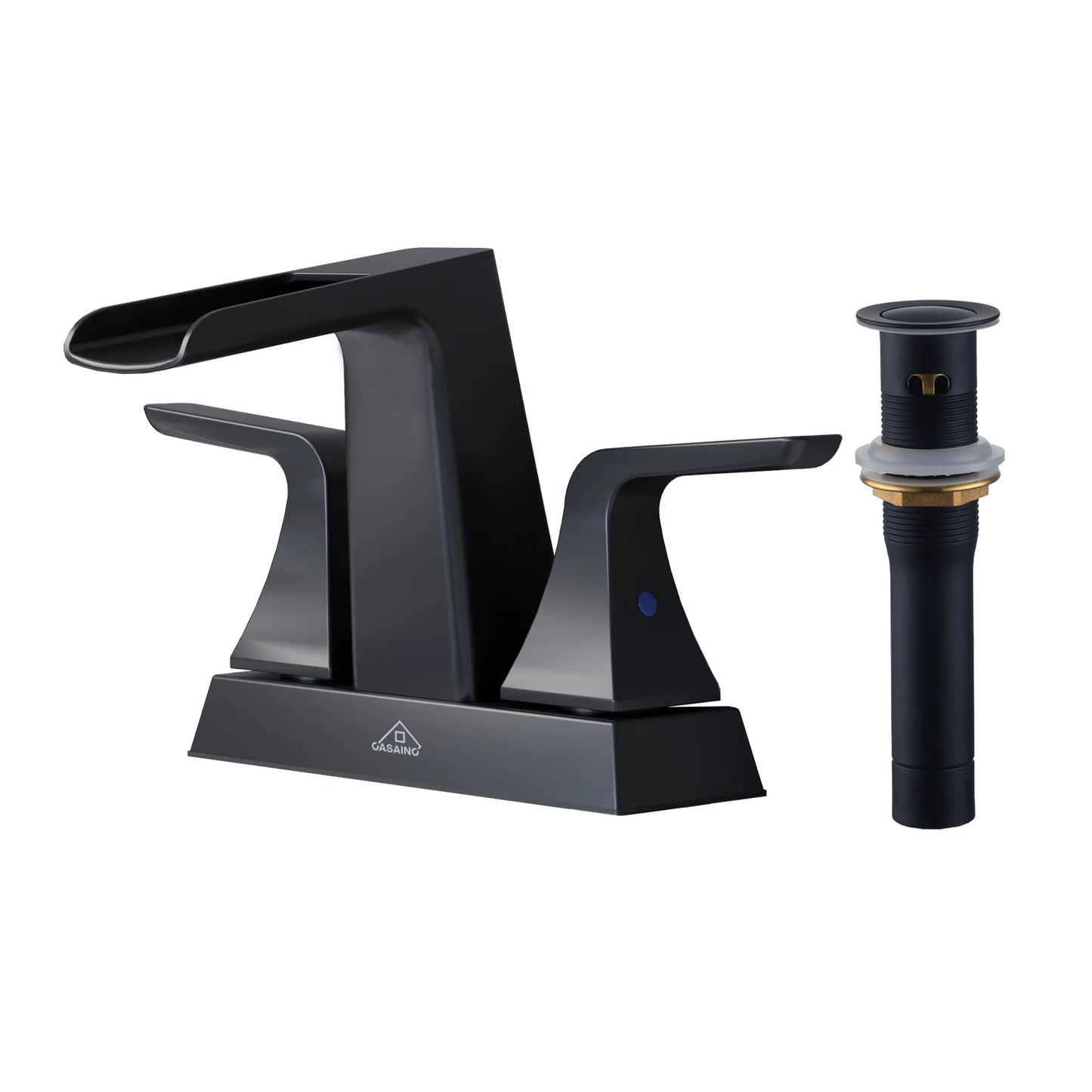 2 Handle Waterfall Brass Bathroom Sink Faucet 4 Inch Center Set