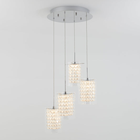 Crystal Cube 4-light LED pendant light