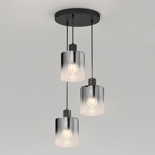 Haze modern 3-light pendant light glass