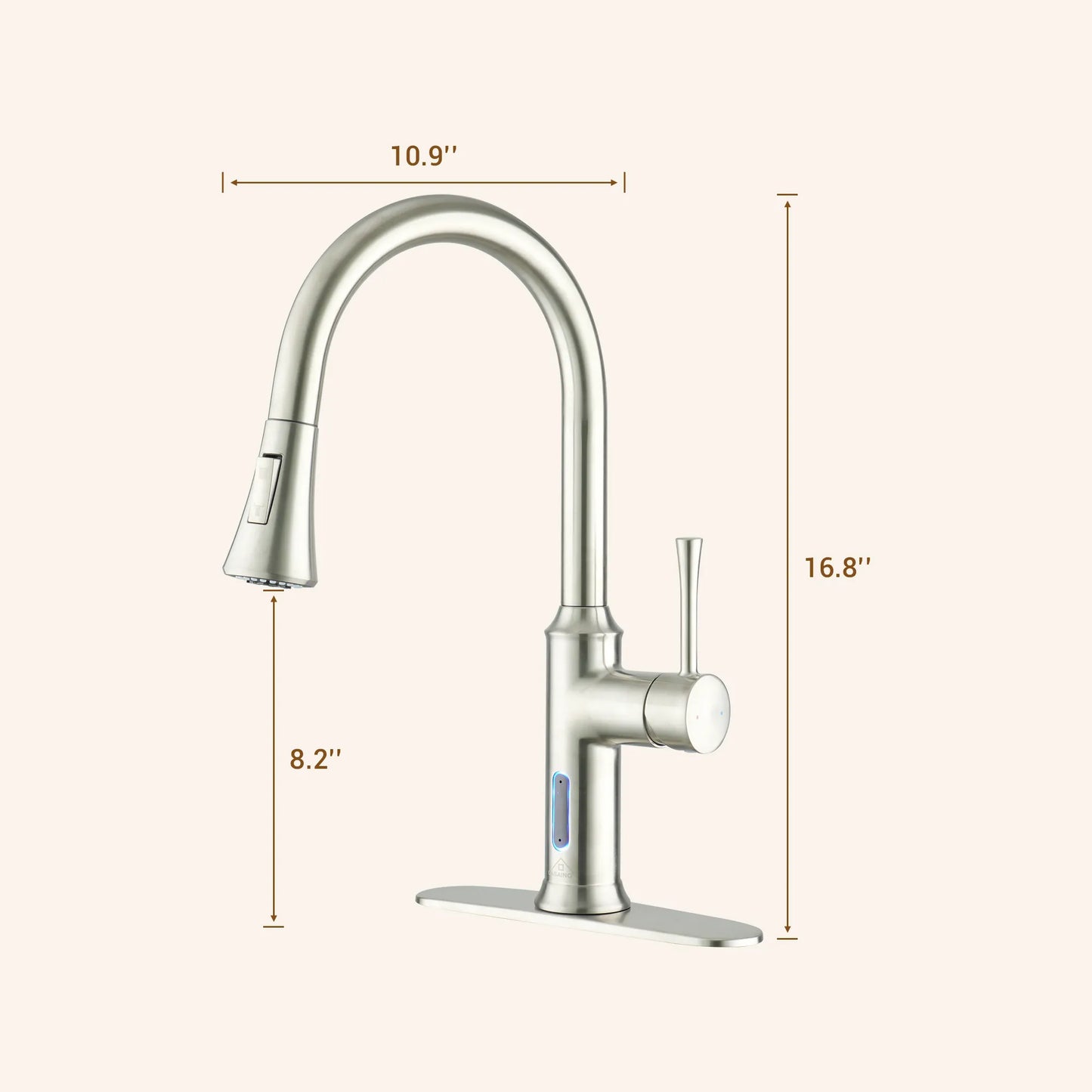 Smart Voice-Controlled Kitchen Faucet with Pull Down Sprayer and Touchless Technology