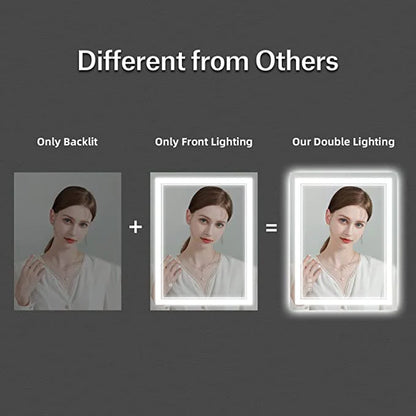 W24 x H32" Square LED Mirror Bathroom Anti-Fog Dimmable 3 Color,Silver L001AC6080