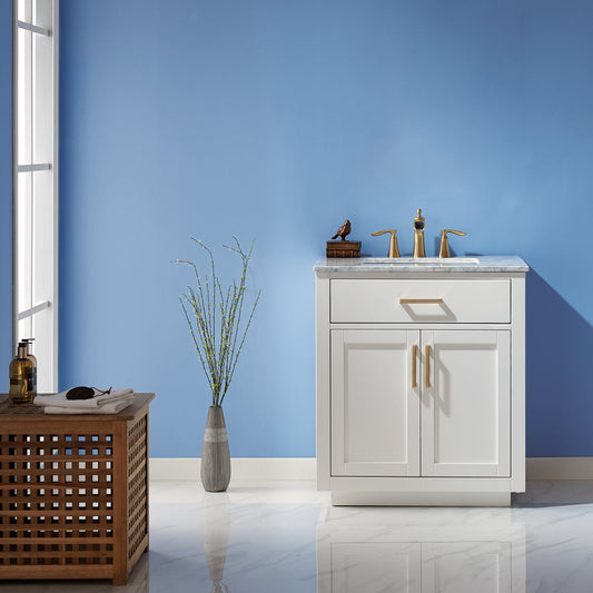 Ivy 30" Single Bathroom Vanity Set with Carrara White Marble Countertop